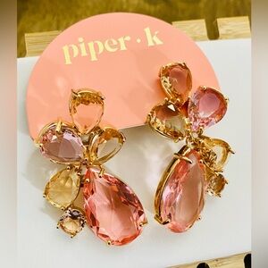 Piper K Beautiful Gemstone Floral Drop Earrings